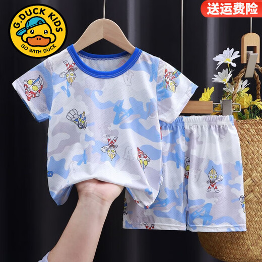 G.duckkids shorts de manga corta de verano para hombres para hombres y niñas delgada dibujos animados de dibujos animados para la ropa del hogar juego de camisetas de manga corta set-691 80 tamaño (altura recomendada 70-80 cm) se puede abrir