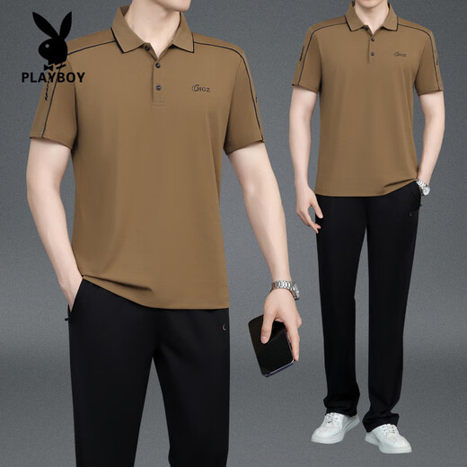 Playboy (Playboy) Летний новый стиль среднего возраста и пожилогом отца отца-отвороты с короткими рукавами.