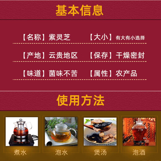 遇芝缘紫灵芝正品云南深山半野生紫芝带孢子粉不苦野芝可煲汤泡酒煮茶 整个500克（4-5个）