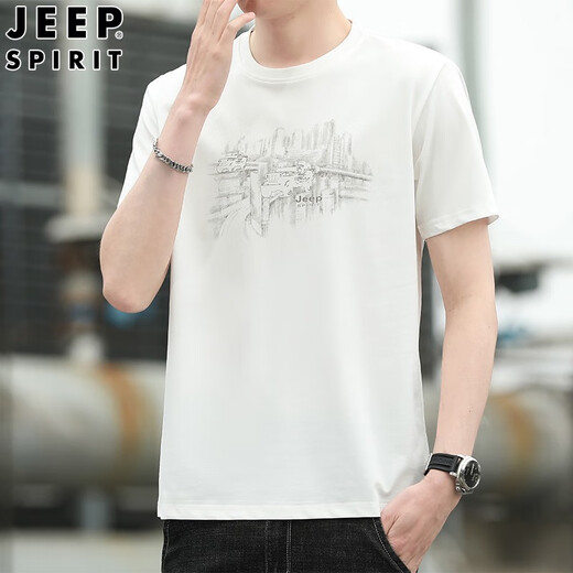 JEEP SPIRIT吉普中年爸爸休闲上衣男夏季男士短袖t恤百搭圆领短T 红色  hc=3887# 均码 m