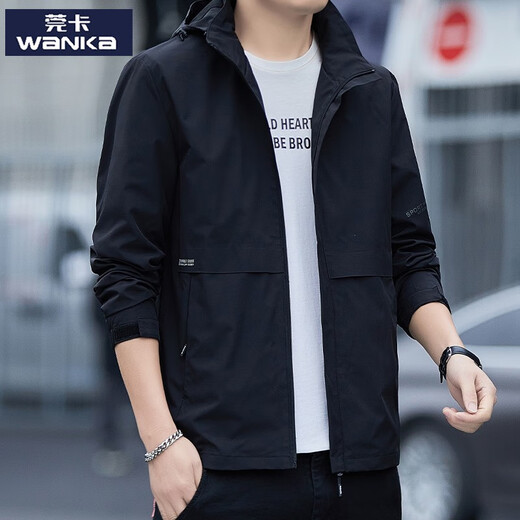 Guanka hooded jacket jacket men's spring and autumn style windproof waterproof casual imitation charge autumn clothes loose men's jacket 2629 dark blue 11XL m95-110Jin [Jin equals 0.5 kg]