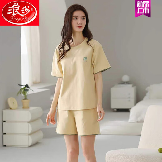 LangSha pajamas for women in summer pure cotton shorts for shorts simple casual and casual cotton thin style for outdoor wear. Z9859 M Recommended 80-100Jin [Jin equals 0.5 kg]