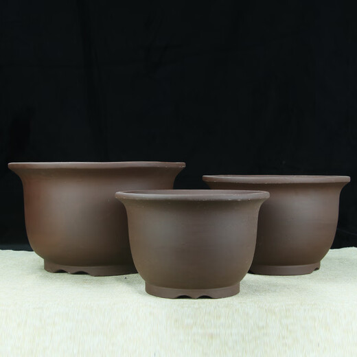 宜兴特大口径紫砂花盆绿植种菜种树超大号圆形陶瓷盆景盆 694中号