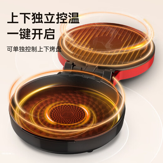 艾可熊多功能烙饼机电饼铛双面加热煎烤炉家用薄饼机蛋糕机厂家直 蓝色方形28cm【深度3cm】型号FL-6627