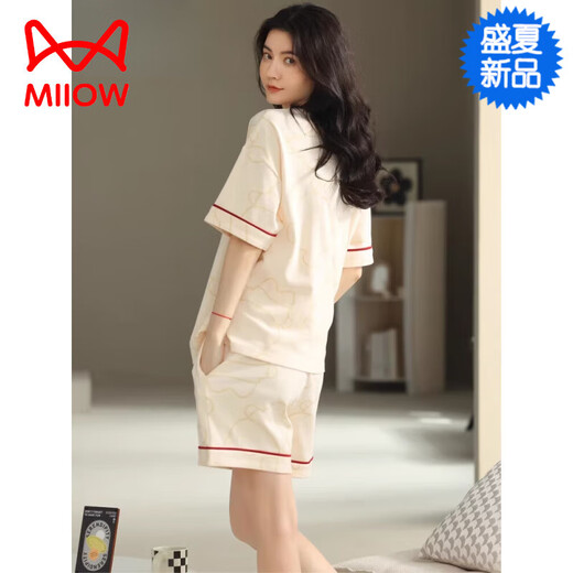 Cat Man (MiiOW) [Chinese Valentine's Gift] Pajamas for women in summer pure cotton shorts for shorts thin summer cute and sweet can be worn outside. YX-7511 9856 M [Suggested 80-100Jin [Jin equals 0.5 kg] wear]