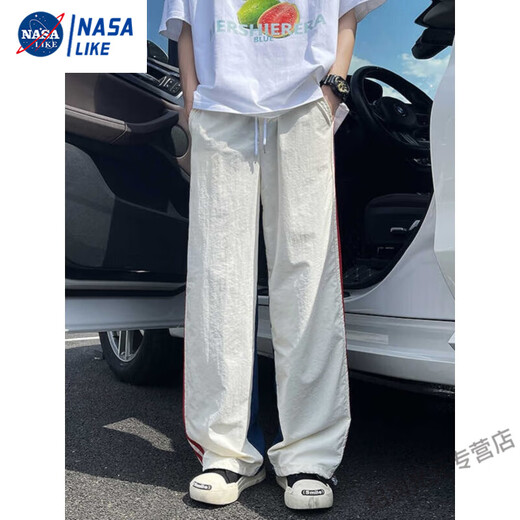 Nasalike Drei-Tanne Hosen Herren Sommermodelldesign Nischen-Farbblock gerade Hosen gestreift lose lässige Sporthose Blau 2xl