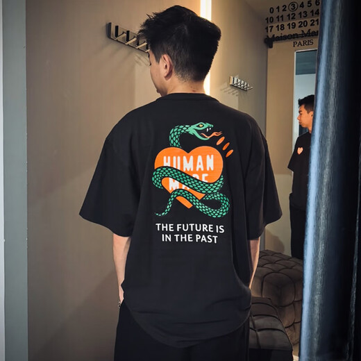 海迪洛日系蛇年human made爱心短袖T-shirt林俊杰男女情侣T恤春夏季 3937白色 S