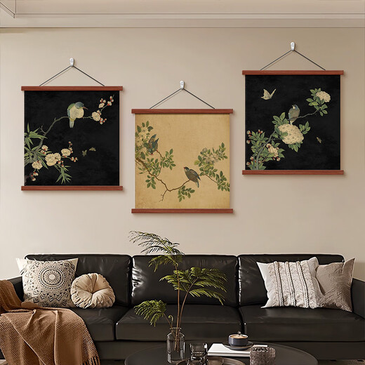 
Song Dynasty aesthetic lanyard hanging paintings medieval style square living room decoration paintings New Chinese style happier eyebrow hanging paintings 12161 happier eyebrow tip A 50 cm * 50 cm log color pine wood hanging scroll + black