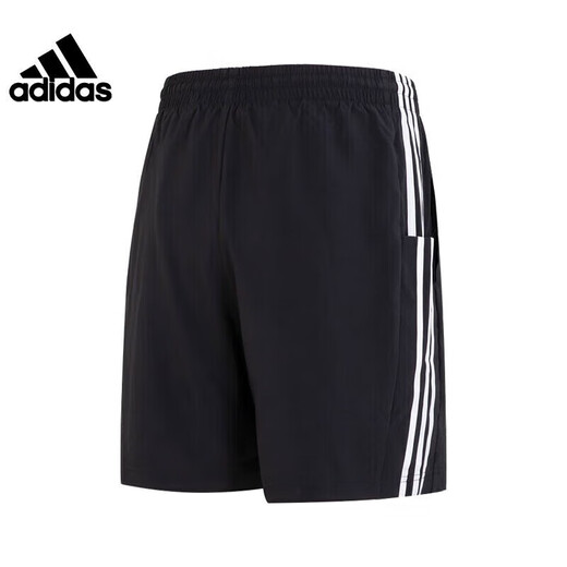 阿迪达斯 （adidas）短裤男裤子夏季梭织防风透气快干跑步训练健身运动裤 三条纹中裤 IC1484 XS