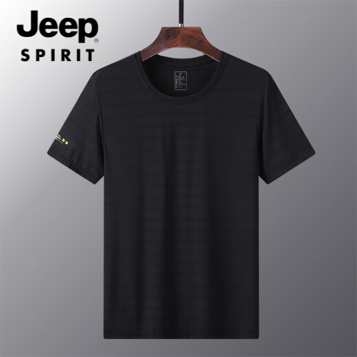 JEEP SPIRIT夏季薄款冰丝速干t恤男宽松大码运动休闲圆领透气冰丝上衣T恤 JEEP6628男白色LAY LOW 3XL 男155-170斤