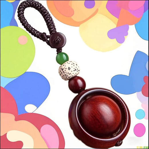 
Shilai Yuanzhuan keychain pendant small leaf red sandalwood wood texture mahogany pendant men and women hanging ornament pendant [rotable] sandalwood keychain
