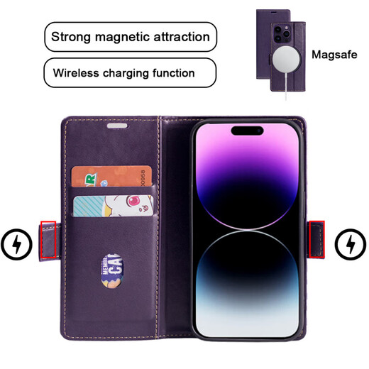 佑画适用iPhone16promax插卡手机皮套苹果16plus钱包款手机壳保护套 棕色无线充手机皮套 iPhone11ProMax