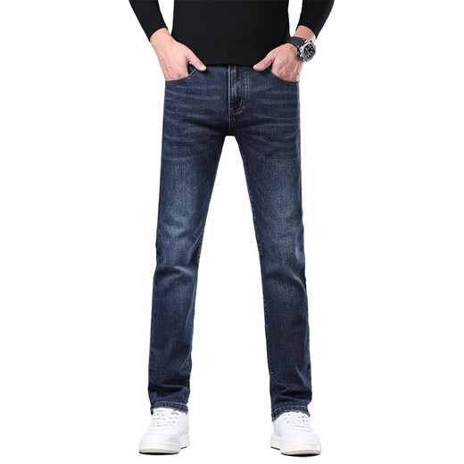 JEEP SPIRITJeep吉普牛仔裤男秋冬修身直筒2024高端弹力春秋季休闲加绒长裤子 1049h灰色 #棉弹舒适 28 腰围2尺1