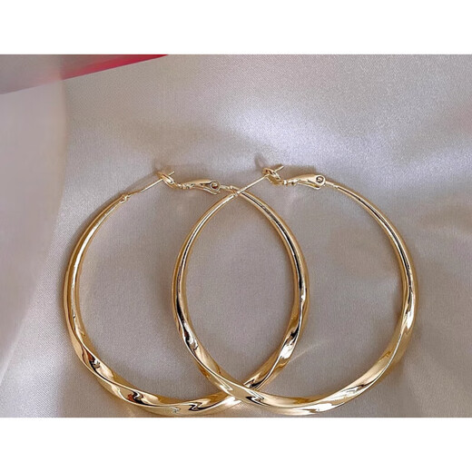 DL 1998 Fat Donglai same style 18k gold plain hoop earrings large hoop earrings for women unique exaggerated temperament 18k white l gold Mobius