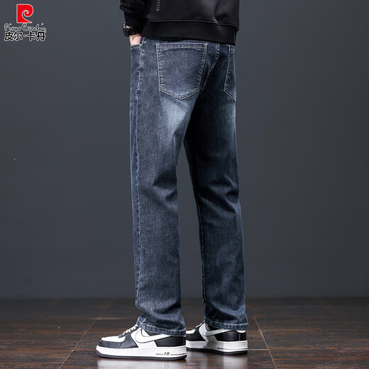Pier Cardin Jeans Pantalones de hombres delgados heterosexuales de los hombres 2025 Nuevo verano Pantalones largos de alta gama Primavera y verano 829 Black Grey 28