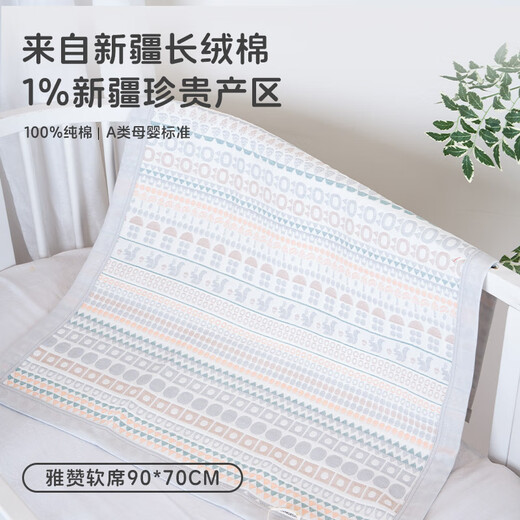 YAZAN crib gauze soft mat sheets maternal and infant category A pure cotton baby nap sheets Squirrel Nuts 90*70CM
