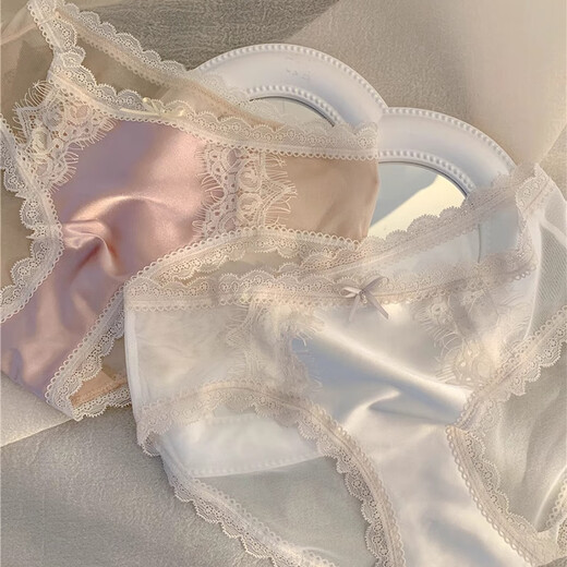 Fitonton 3 Ice Seide Unterwäsche weibliche sexy reine Damen Unterwäsche Spitze Atmungsaktives Bikini -Shorts