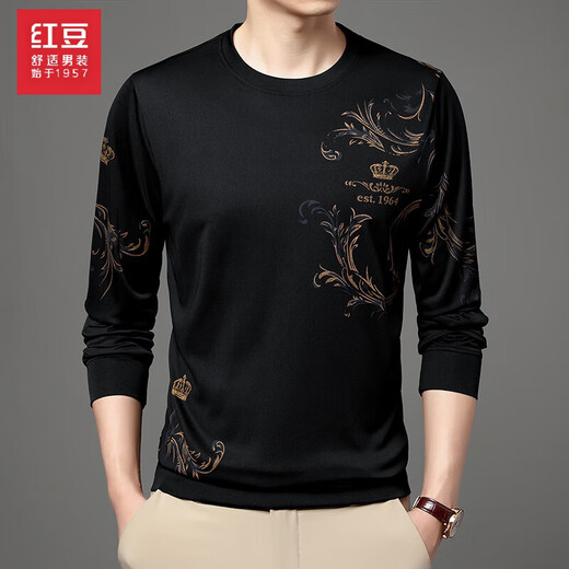 
Hongdou (Hodo) middle-aged and young men's summer ice silk long-sleeved T-shirt thin round neck 2023 new middle-aged men B6627 upper green M 165_105__48100-120Jin[Jin equals 0.5 kg]