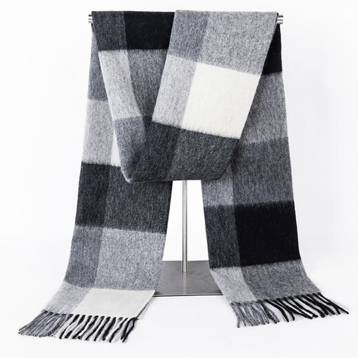 Écharpe en laine 100% pure 100% pure pour hommes et femmes écharpe de style britannique d'automne et d'hiver pour hommes et glands à deux côtés polyvalents. Couleur de café [emballage du sac cadeau] One Taille (30 cm * 180 cm)