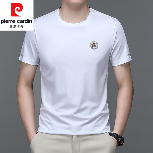 
Pierre cardin short-sleeved T-shirt men summer business casual pullover round neck ice silk half-sleeved top men summer T-shirt trend t 13807 black M 165