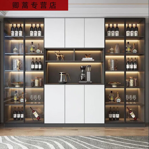三栖虎2025新款实木餐边柜储物高柜一体靠墙现代客厅柜子家用酒柜靠墙柜 款15280*40*220包安装 白色全实木送货入户包安装