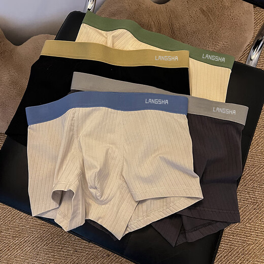 Langsha [10A antibactérien + anti-marins] sous-vêtements pour hommes Boxer en coton pur de grande taille respirant de grande taille 4