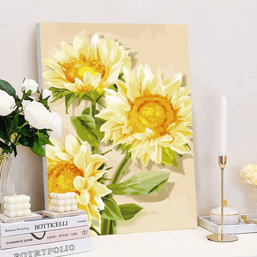 
Shantoulin Village Sunflower Diy Digital Oil Painting Filling Hand-drawing Coloring Hand-drawing Coloring Painting Oil Painting SJ9738 60*80cm Tightening Thickened Solid Wood Inner Frame + Outer Frame