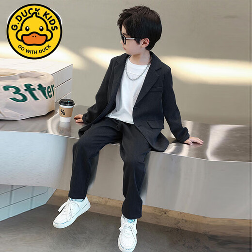 
G.DUCKKIDS boy suit set British children's casual suit cool and handsome 2025 new mid-to-large children's dress for one year old fashion gray 130 cm