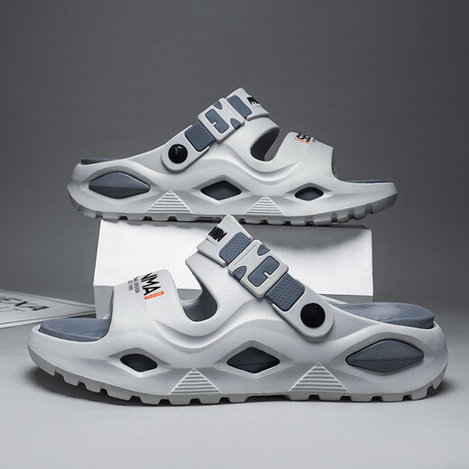 Semir 2025 Summer nuevos zapatos para hombres zapatos de playa casuales con sandalias afuera sin adelgazamiento de un adelgazamiento y sandalias de dos ropa para hombres gris 42-43
