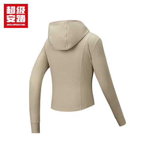 超级安踏运动外套女士秋季修身肌理弹力针织拇指洞连帽上衣162535702U 青鸾灰-2 S /女160
