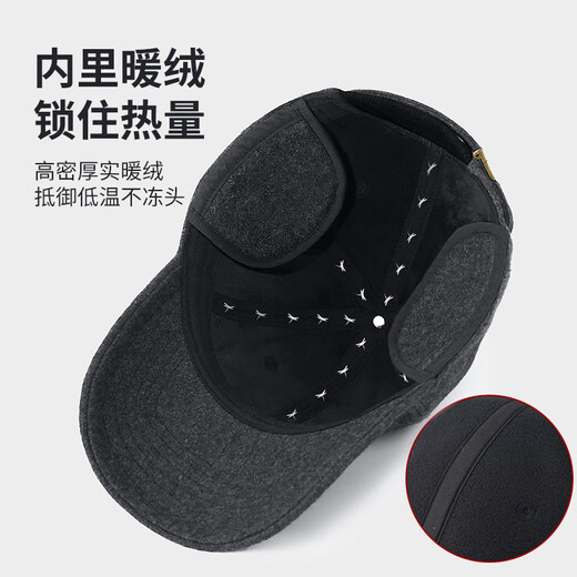 Red Dragonfly hat for middle-aged and elderly men, winter velvet thickened wool peaked cap for dad, grandpa and the elderly, ear protection baseball cap, wool blended ear protection style - black box, one size fits all, hat girth (56-60CM)