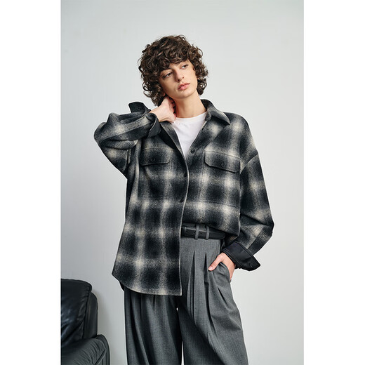 AYUKOAyuko top luxury retro gradient plaid imported from Japan L*P homologous loose shirt/casual pants suit shirt-ancora red plaid imported from Japan 36
