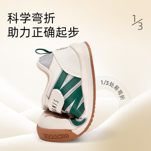 Terranis Autumn and Winter Baby Toddler Shoes Mesh Breathable Anti-Kick and Anti-Slip Bread Shoes 1-3 Years Old Male and Female Baby Functional Children's Shoes White/Green Autumn Microfiber 23 Inner Shoe Length 15.0cm Suitable for Foot Length 14.0