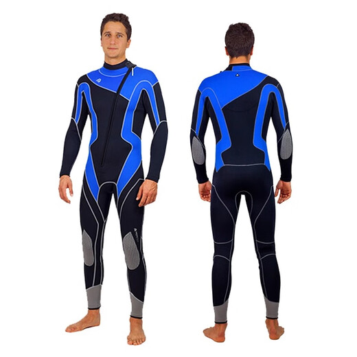 HiSEA men's and women's one-piece wetsuit warm swimsuit swimming surfing wet suit black blue front zipper L151 L