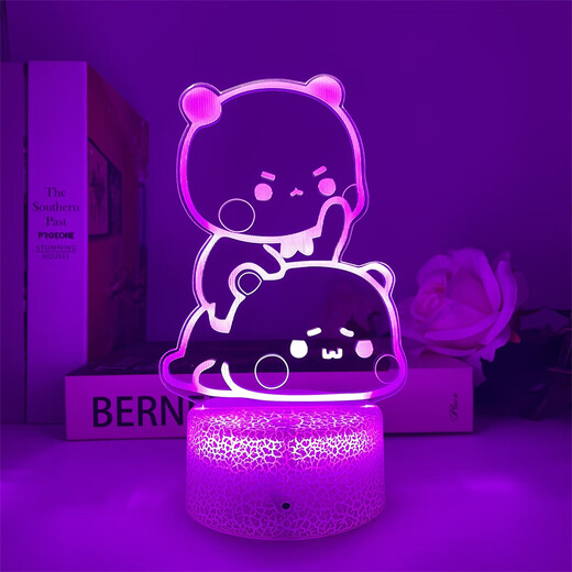 Spot eins und zwei Bubu USB Night Light Ed Cartoon Cartoon Animation Peripherieschlafzimmer Süßes Dekoration Geburtstagsgeschenk 3894 Ein und zwei Bubu Single Photo Style Black 7 Color Touch Style