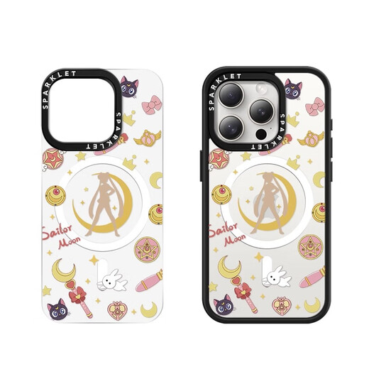 Fine Centers (MSMF) Sailor Moon Apple Magnetic Case Magnet Sailor Mes de dibujos animados de Heart Heart Sense Magsafe Wireless Carga aplicable para la Case de Protector Anti-Fall de silicona de las mujeres [Acrílico magnético] Sailor Moon-BG983G iPhone15