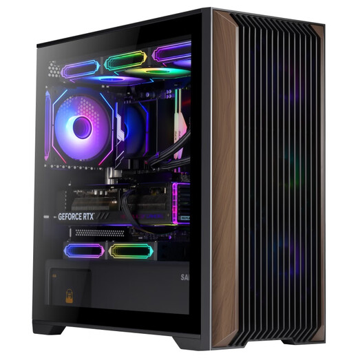 SAMA Yanzhishen Computer-Gaming-Gehäuse (360 Wasserkühlungspositionen/Multi-Lüfter-Positionen/Glasseitendurchdringung/unterstützt lange Grafikkarten und ATX-Motherboard-Positionen) kleines Windkanalgehäuse schwarz (Typ-C+ unterstützt nur MATX-Motherboards)