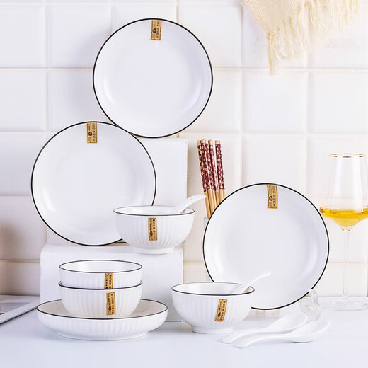 Haoya underglaze color Jingdezhen ceramic tableware ceramic dishes set bowls, spoons and chopsticks combination microwave oven 16 heads Moya