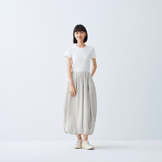 MUJI IDEE Women's Plain Lantern Skirt Long Skirt Women's Skirt Women's 25 Summer Style GA53CC5S Light Gray One Size
