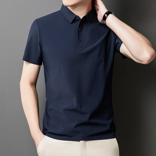 2025修身夏季商务男短袖翻领无痕polo衫男广告衫冰丝休闲上衣t恤 白色12357 5XL 5xl