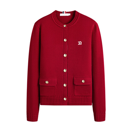 Navigare Italian Sailing Boat Wool Knit Cardigan 2025 Autumn New Comfortable Cardigan Simple Cardigan Sweater Burgundy Red M