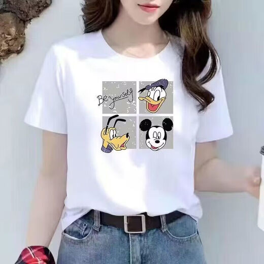 Weißer kurzärmeligter runder Nacken kurzärmeliges T-Shirt für Frauen LOSSEN DRUCKE NEUE SOMMER KOREAN STYLE MODEMODE