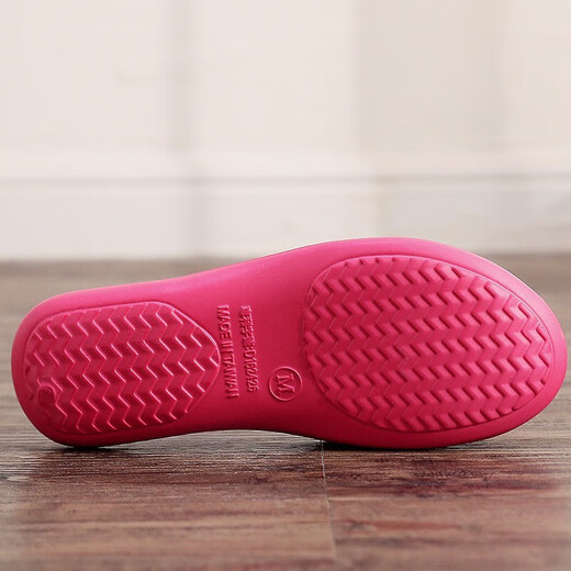 Footwork BUOOUNSU imported from Taiwan, China, fish mouth anti-collision children's parent-child slippers for men and women, all-season non-slip, light and soft, peach blossom red, 25 CM shoe length (M suitable for 36-38)