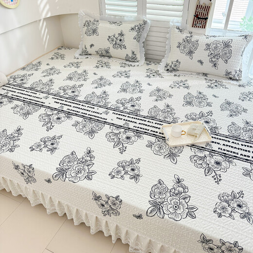 Jieliya Hepburn style tatami special bed cover for four seasons universal pure cotton cotton kang single large size kang cover kang mat with skirt K695 [pure cotton fabric - universal four seasons] 320cm*200cm + sag 30cm single piece