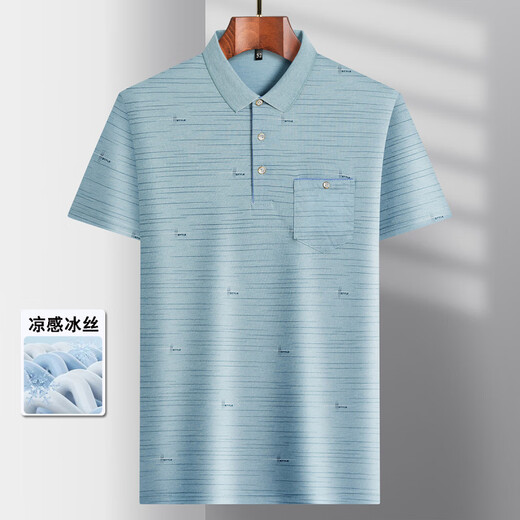 
Red Dragonfly (RED DRAGONFLY) summer new middle-aged men's lapel short-sleeved T-shirt middle-aged and elderly men's loose thin T-shirt dad suit men 40-50 ice silk-9855_gray_real pocket M 48_165_