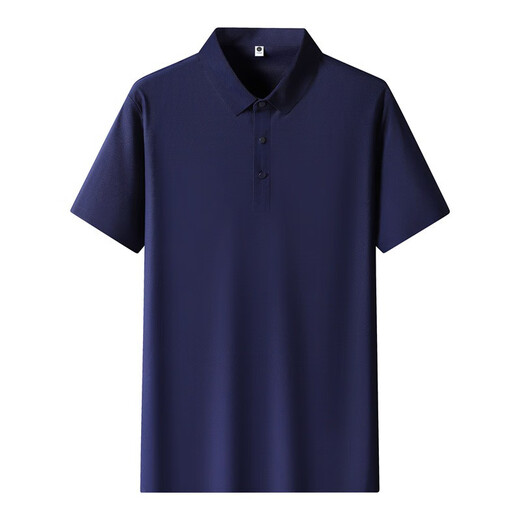 Zhewei pearl-drying polo shirt men's ice-sensing summer business short-sleeved seamless glue polo shirt work clothes ice silk T 12358 obsidian black M
