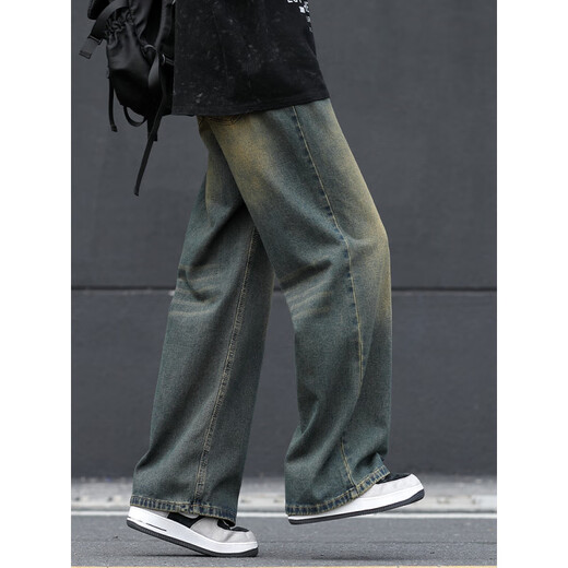 A 21 Funker Herren-Wash-Jeans für Jungen gerade lose 2025 neue drapierte Weitbeinhosen für Männer Sommer dünn 1047 nostalgisch s