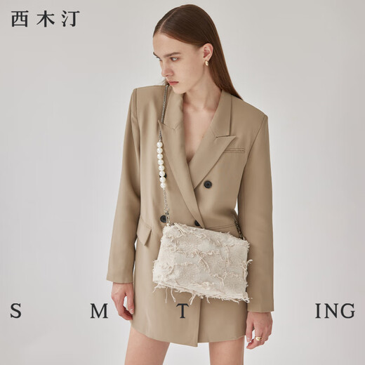 西木汀手提托特包女2025新款大容量斜挎包包感单肩通勤子母包 奶昔白_小号