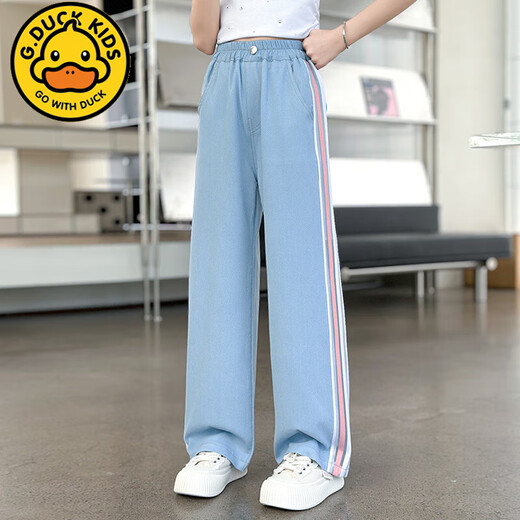 
Disney Girls Tiansi Jeans 2025 Summer New Large Children's Straight Pants Spring and Autumn Clothing Girl Casual Wide Leg Pants Blue 689 Wide Leg Pants Tiansi Thin 160 cm