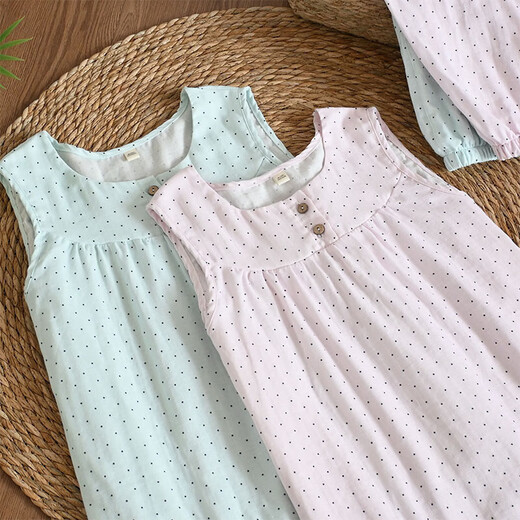 Baby cotton pajamas for women in summer thin polka dot age-reducing vest shorts suit for women's cotton home clothes for outdoor wear Mint green dot XL